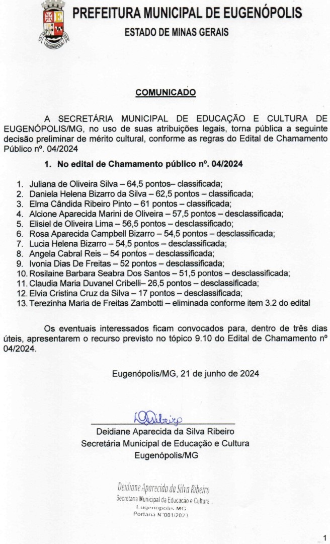 Chamamento Público Nº 004 2024 Convocados page 0001